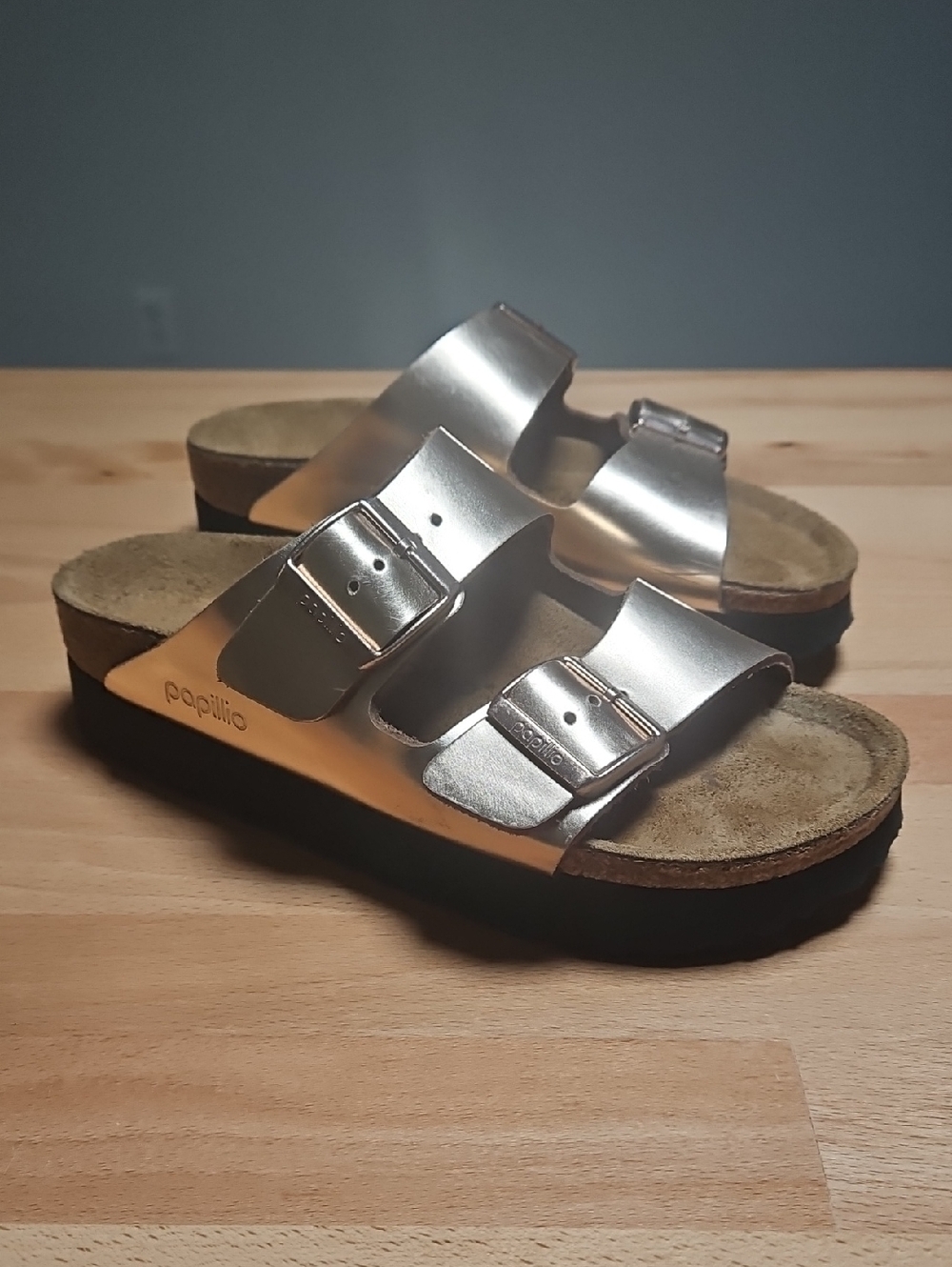 Birkenstock Papillo Arizona Flex Platform Sandals Metallic Copper 37